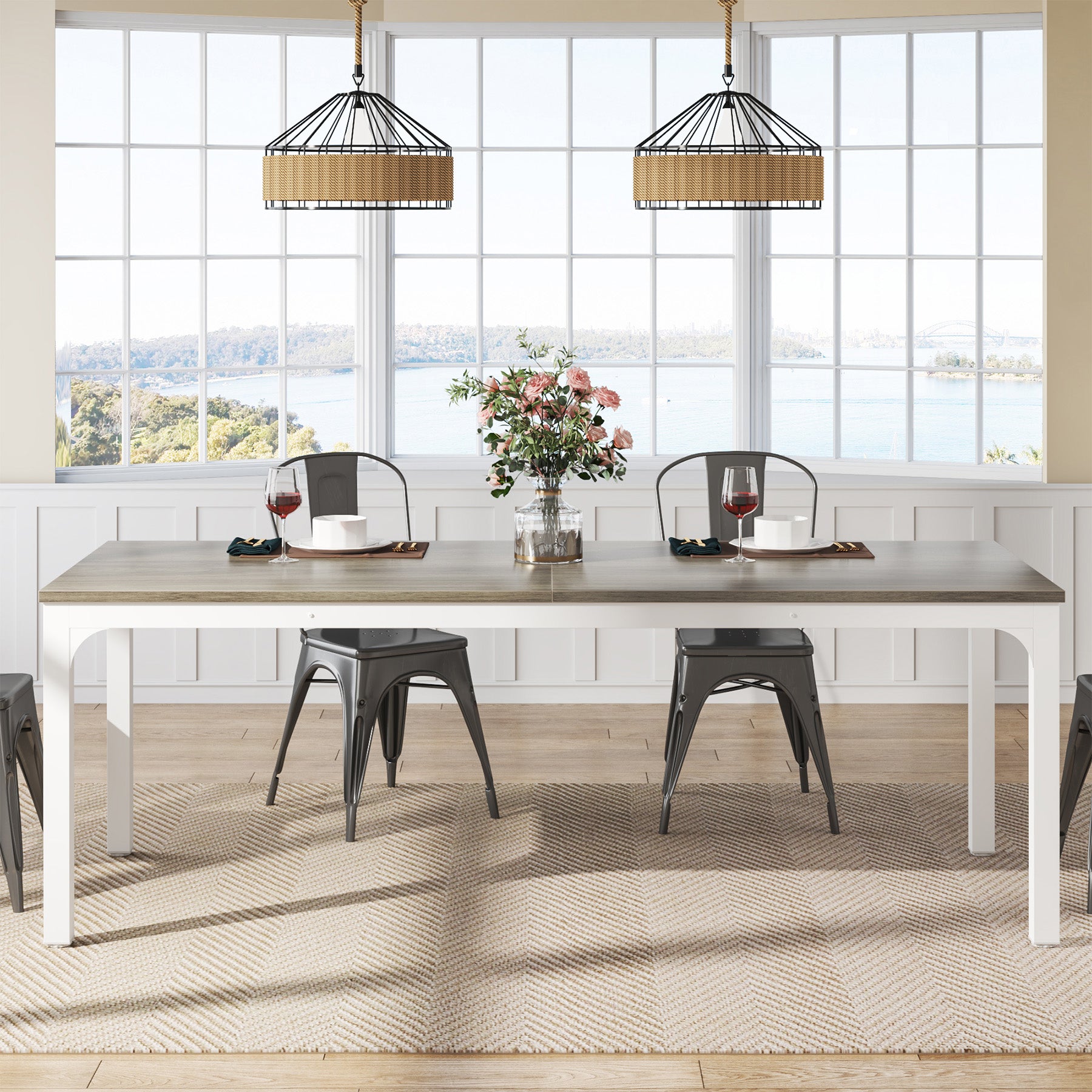 Tribesigns Table salle à manger vintage, Meuble salle à manger pour 6 à 8 personnes