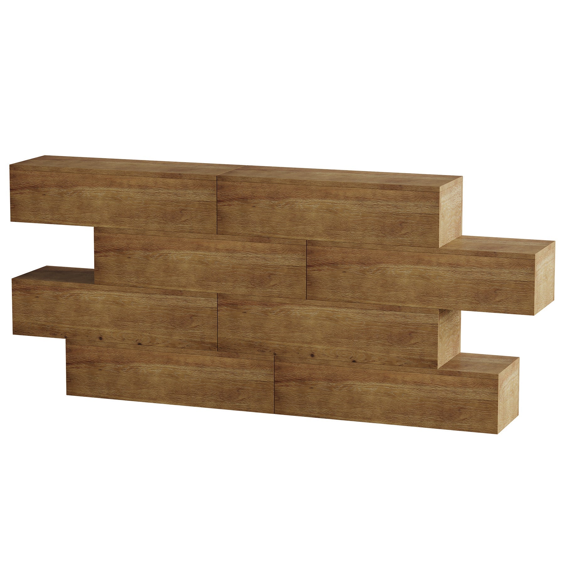 Console en bois massif de 110 cm avec 4 étagères, Table d'entrée étroite de style champêtre