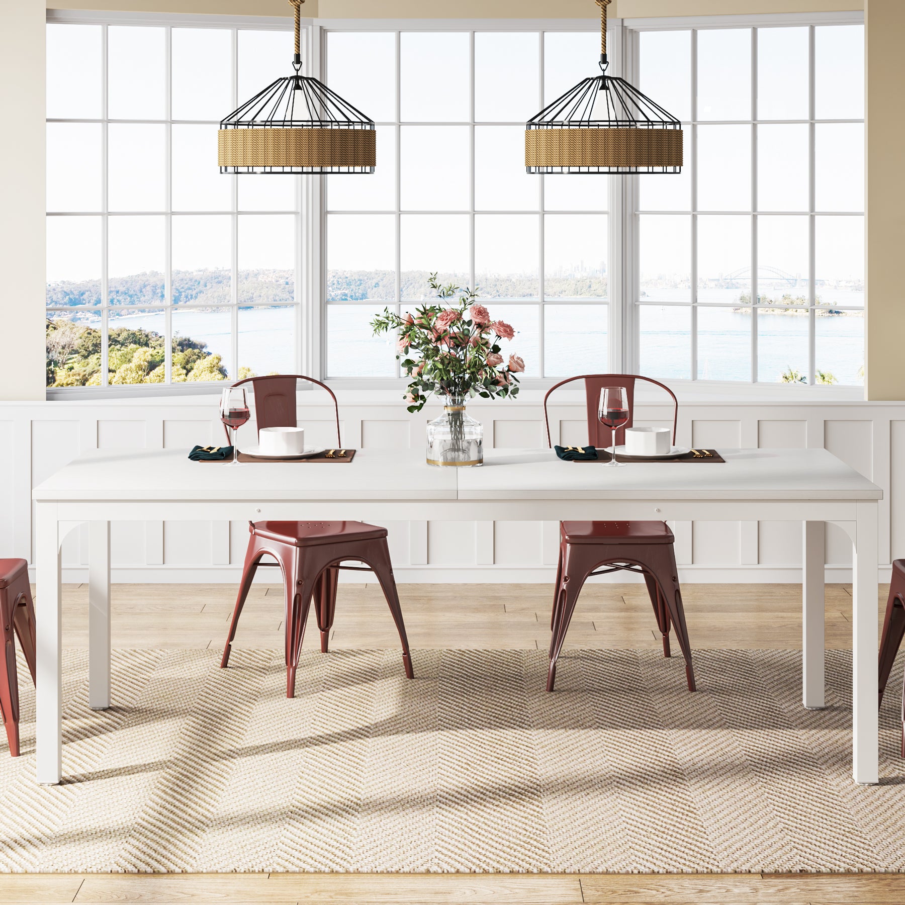 Tribesigns Table salle à manger vintage, Meuble salle à manger pour 6 à 8 personnes