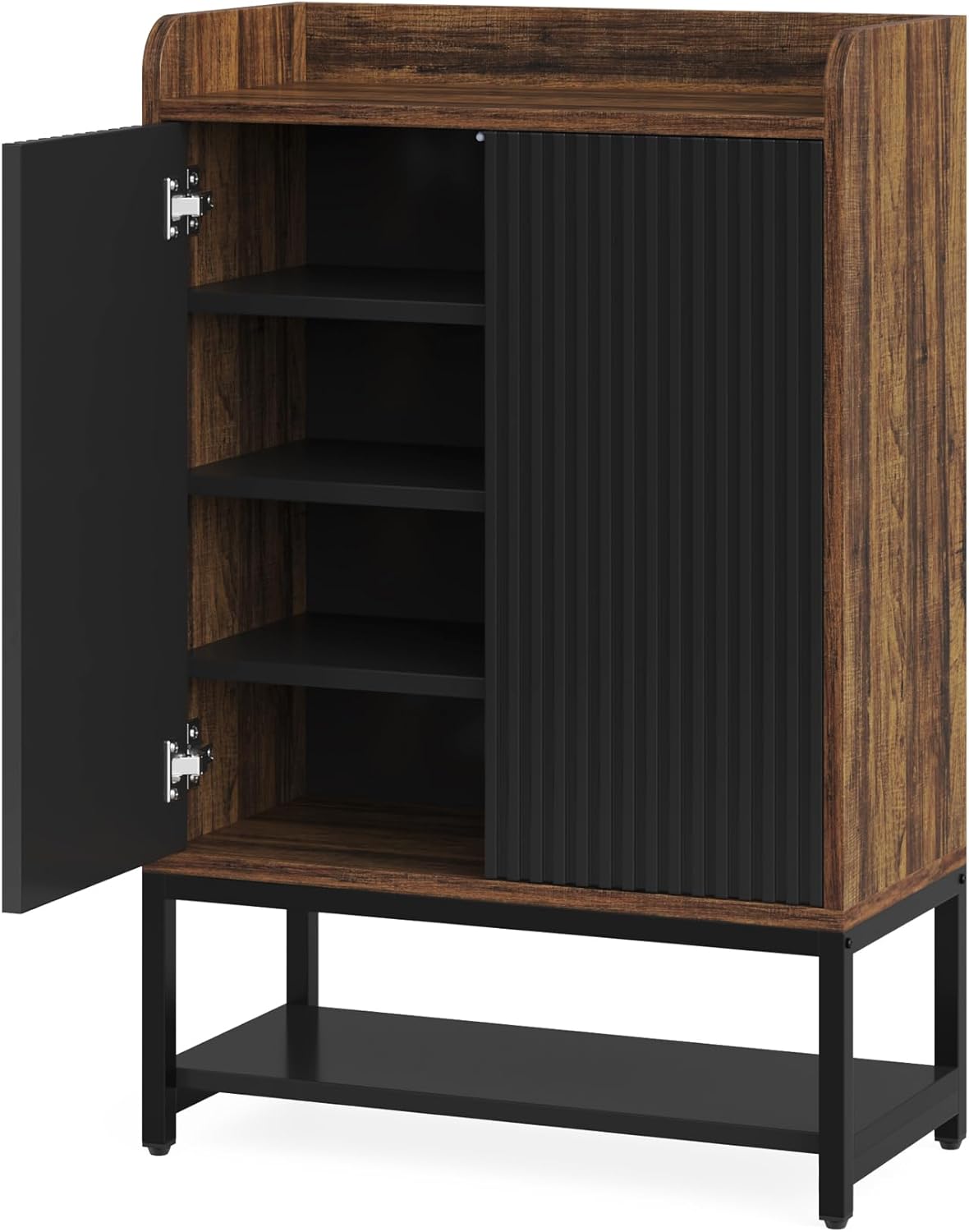 Tribesigns Armoire à chaussures avec portes, Meuble à chaussures en bois à 5 niveaux