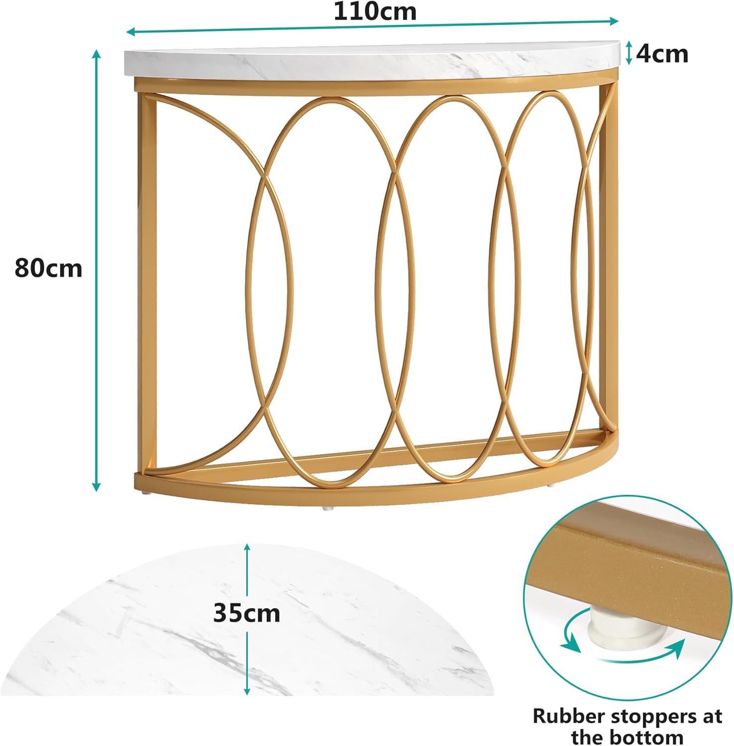 Tribesigns Table console dorée, Table de couloir en imitation marbre