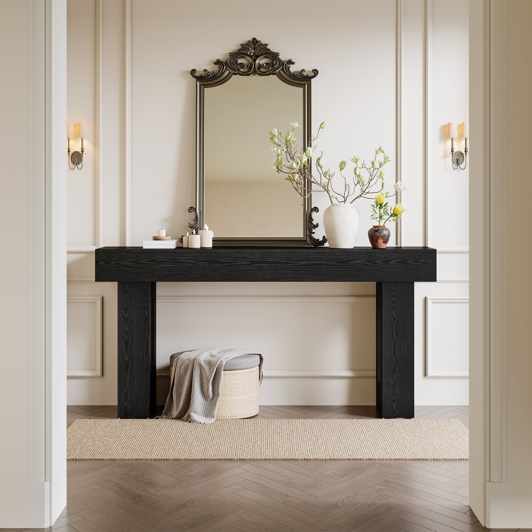 Tribesigns Console rectangulaire en bois de 160 cm de diamètre à placer derrière un canapé