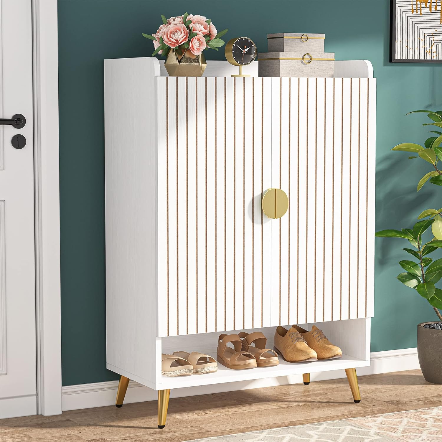 Tribesigns - Meuble à Chaussures 6 étagères Avec 2 Portes - Rangement Pour 20 Paires - Design Moderne Pour Entrée, Salon, Chambre - 80 X 38 X 95 Cm - Marron
