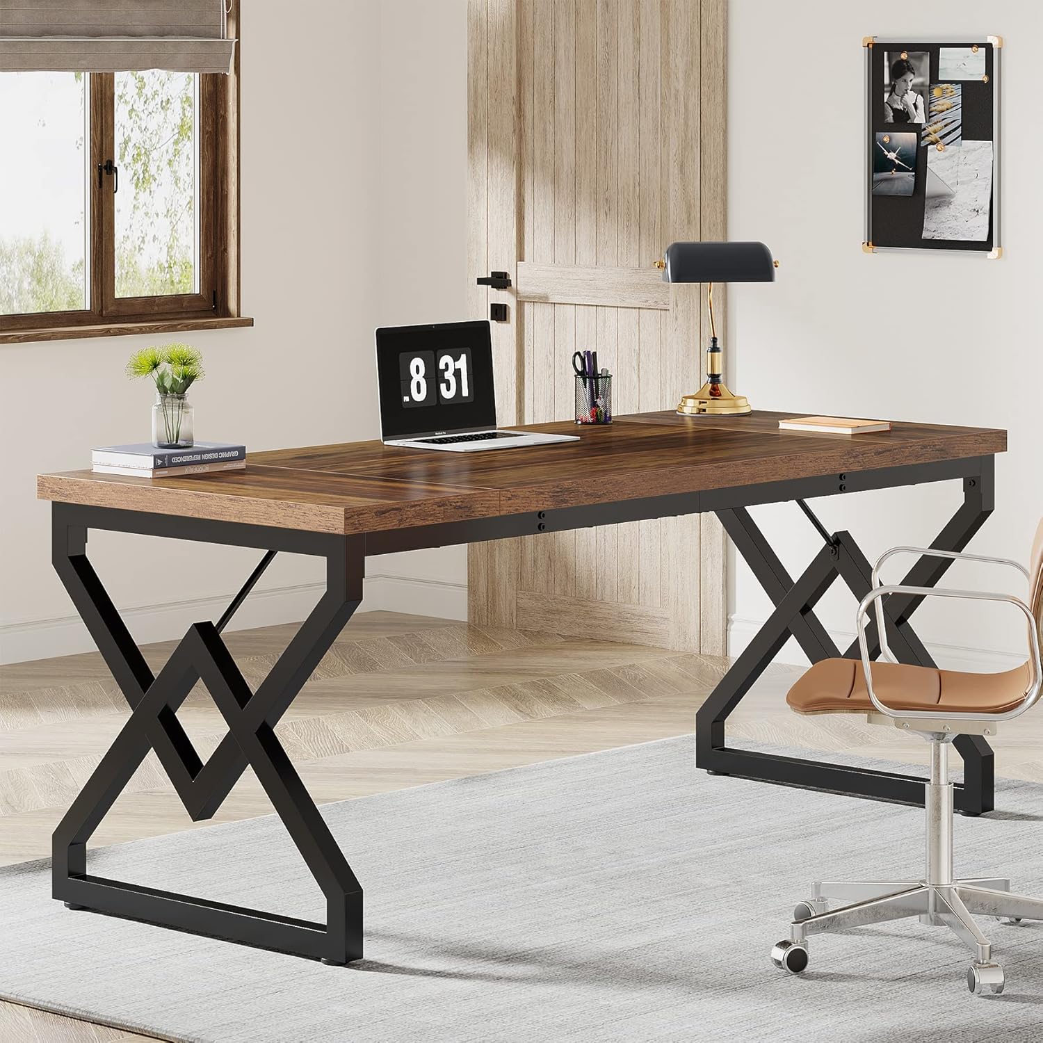Table de bureau en bois avec pieds BOK, 2 positions