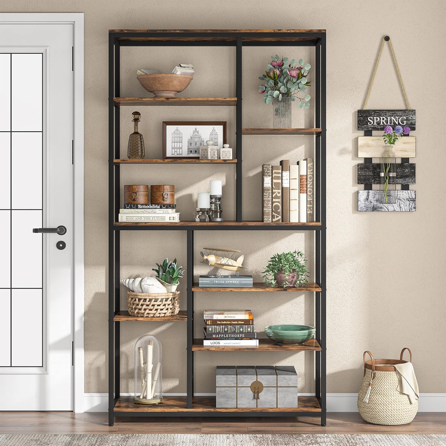 Tribesigns Bibliothèque murale, Étagère de rangement à 9 niveaux