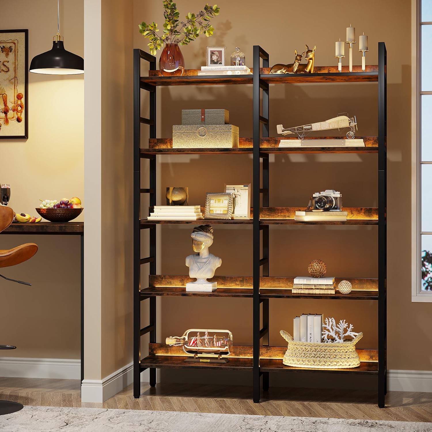 Tribesigns Bibliothèque murale, Étagère à 5 niveaux Étagère autoportantes ouverte