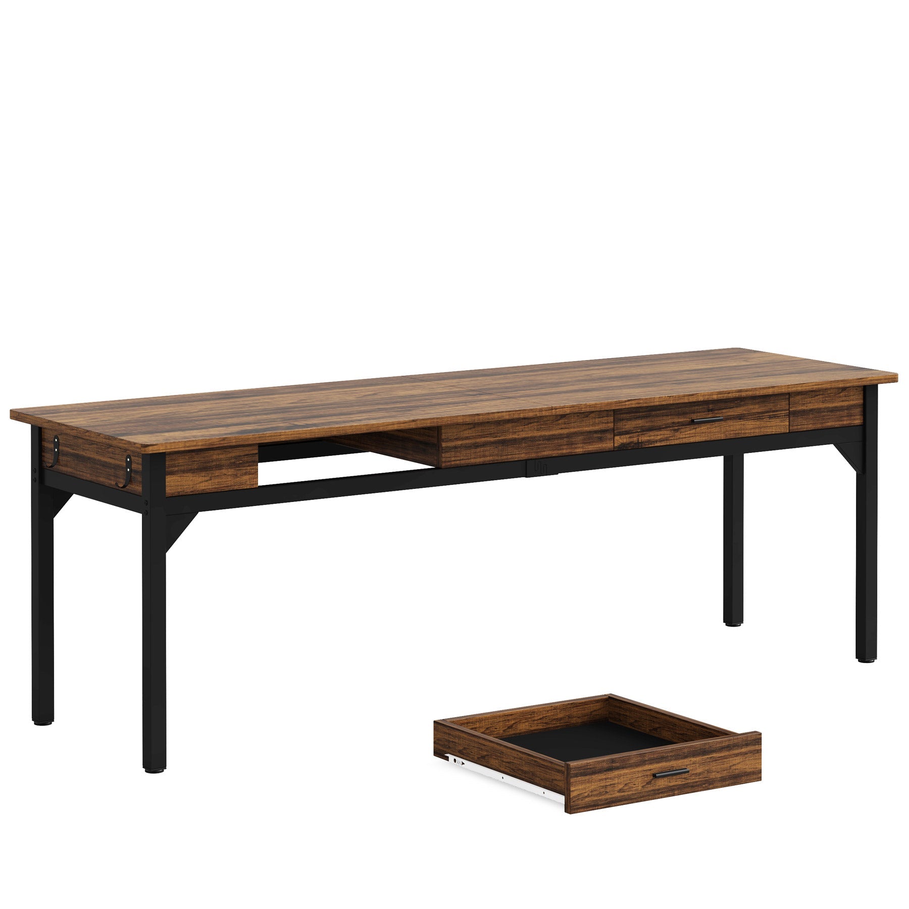 Tribesigns Bureau ordinateur extra-long, Bureau pour travail avec 2 tiroirs Bureau pour deux