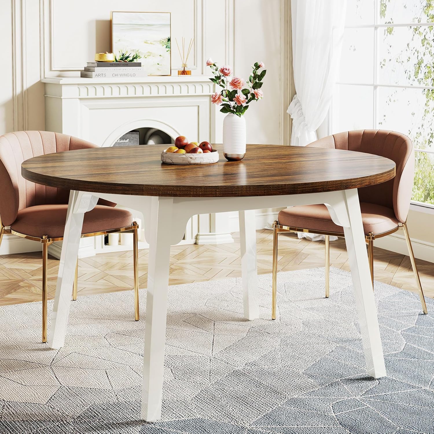 Table à Manger Ronde 80 Cm Noire - Pied Tulipe - Pour 2 à 4 Personnes - Salon, Cuisine, Bureau - MDF Et Acier