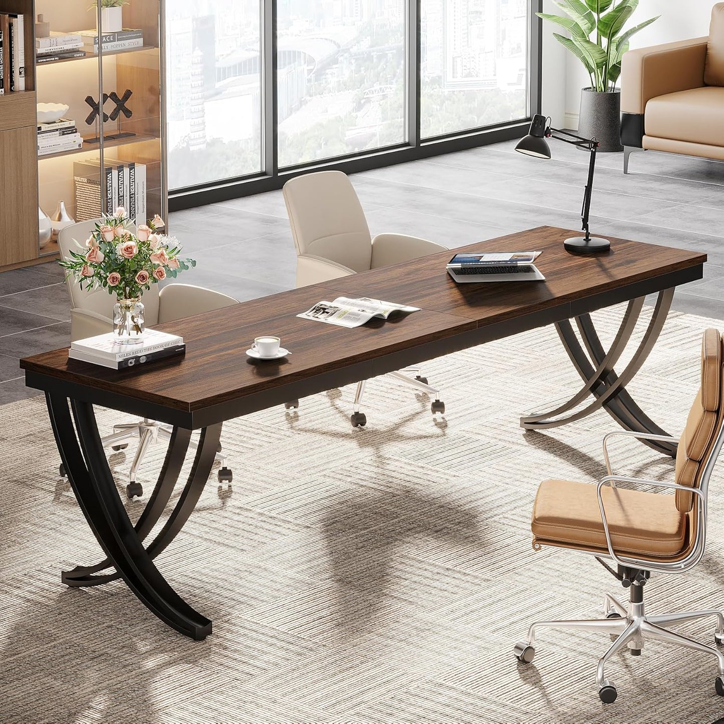 Tribesigns Bureau informatique, Double bureau long Table d'ordinateur pour deux