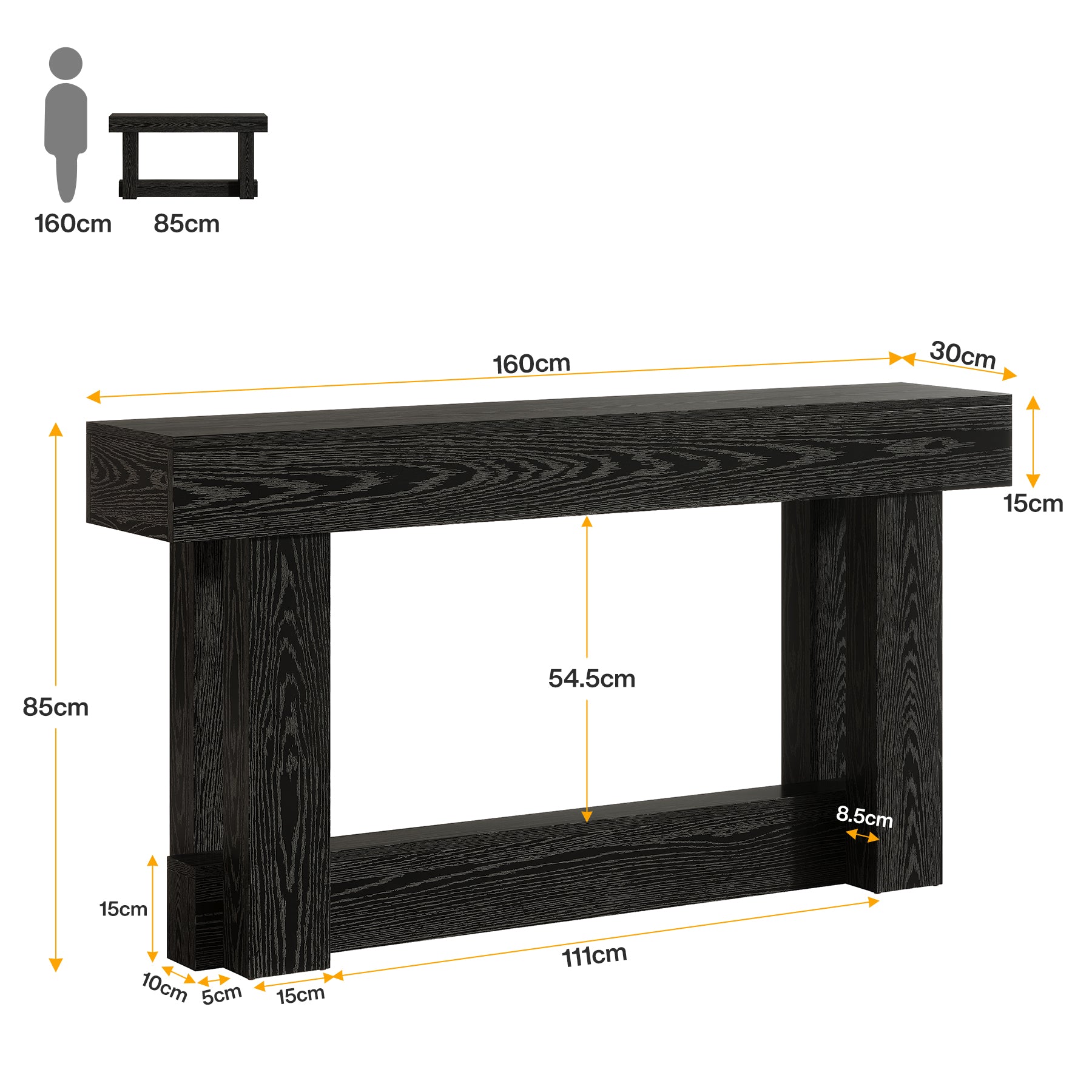 Tribesigns Table console en bois de 160 cm, Table d'entrée de ferme à 2 niveaux