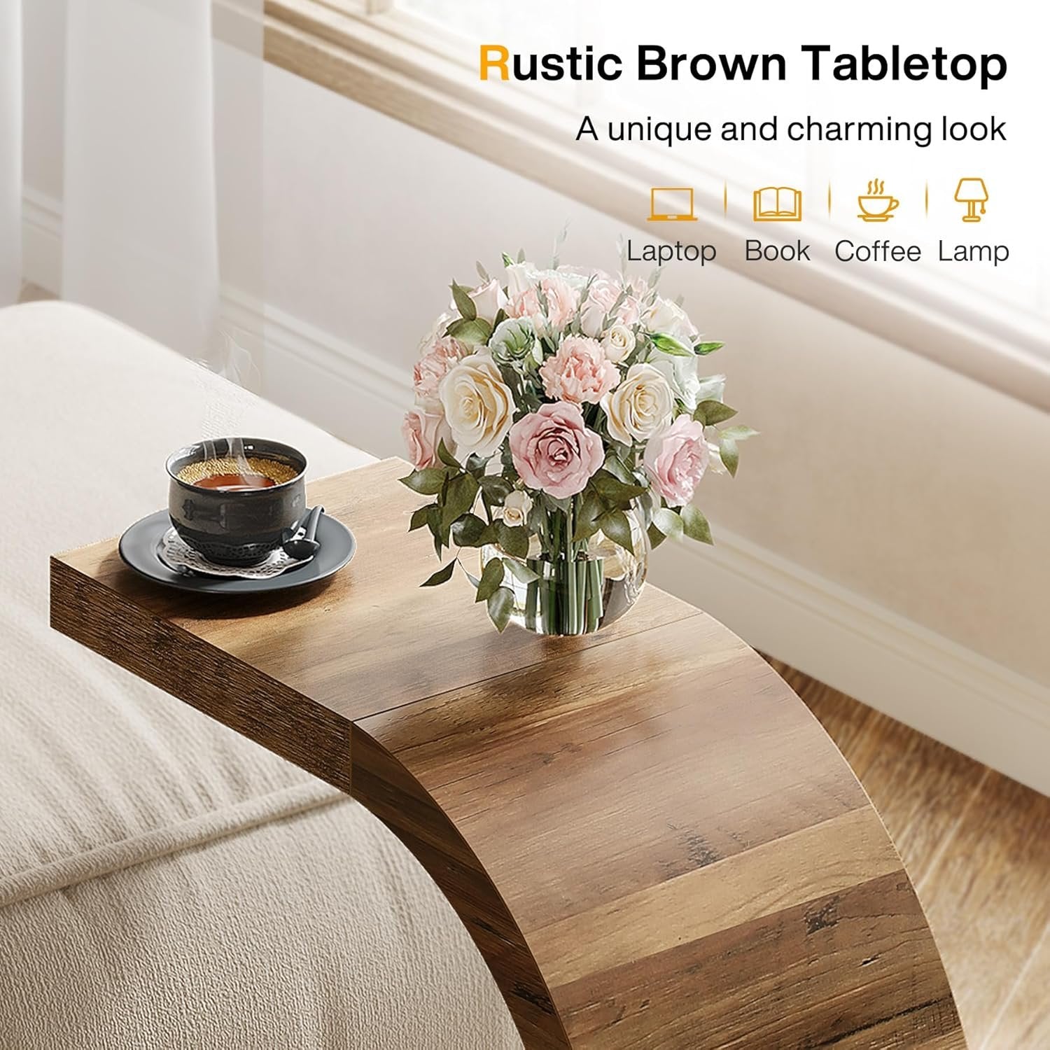 Tribesigns Table d'appoint en forme de C, Table basse Table de chevet étroite