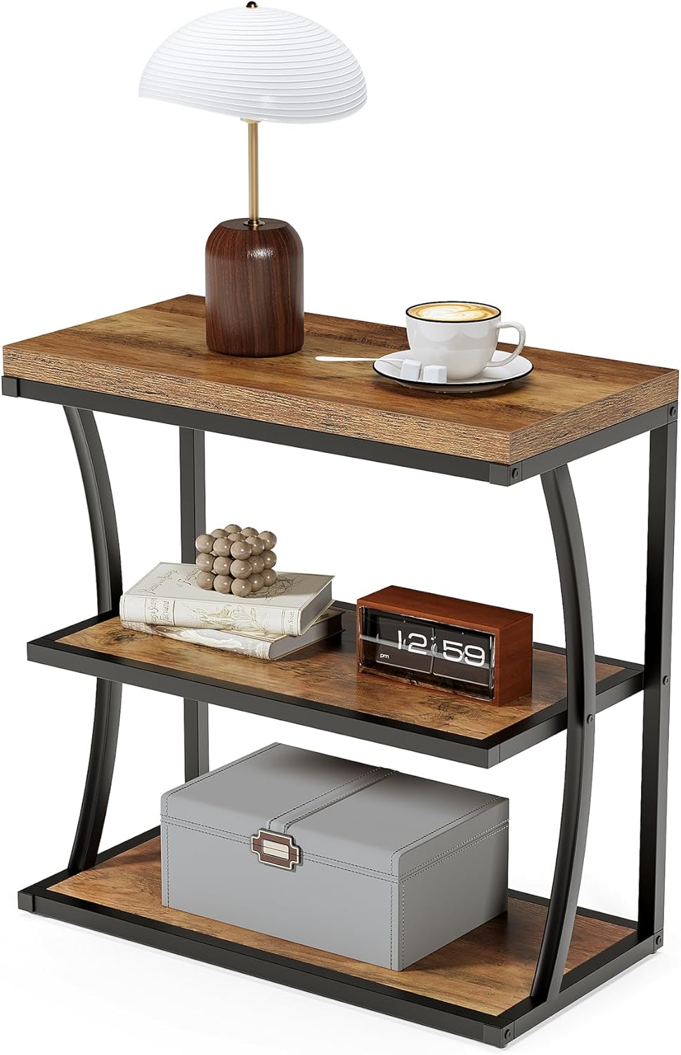 Tribesigns Petite table d'appoint étroite en métal de style maison de campagne pour le salon