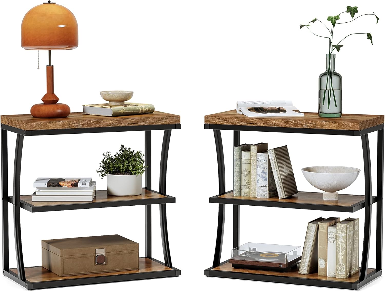 Tribesigns Petite table d'appoint étroite en métal de style maison de campagne pour le salon