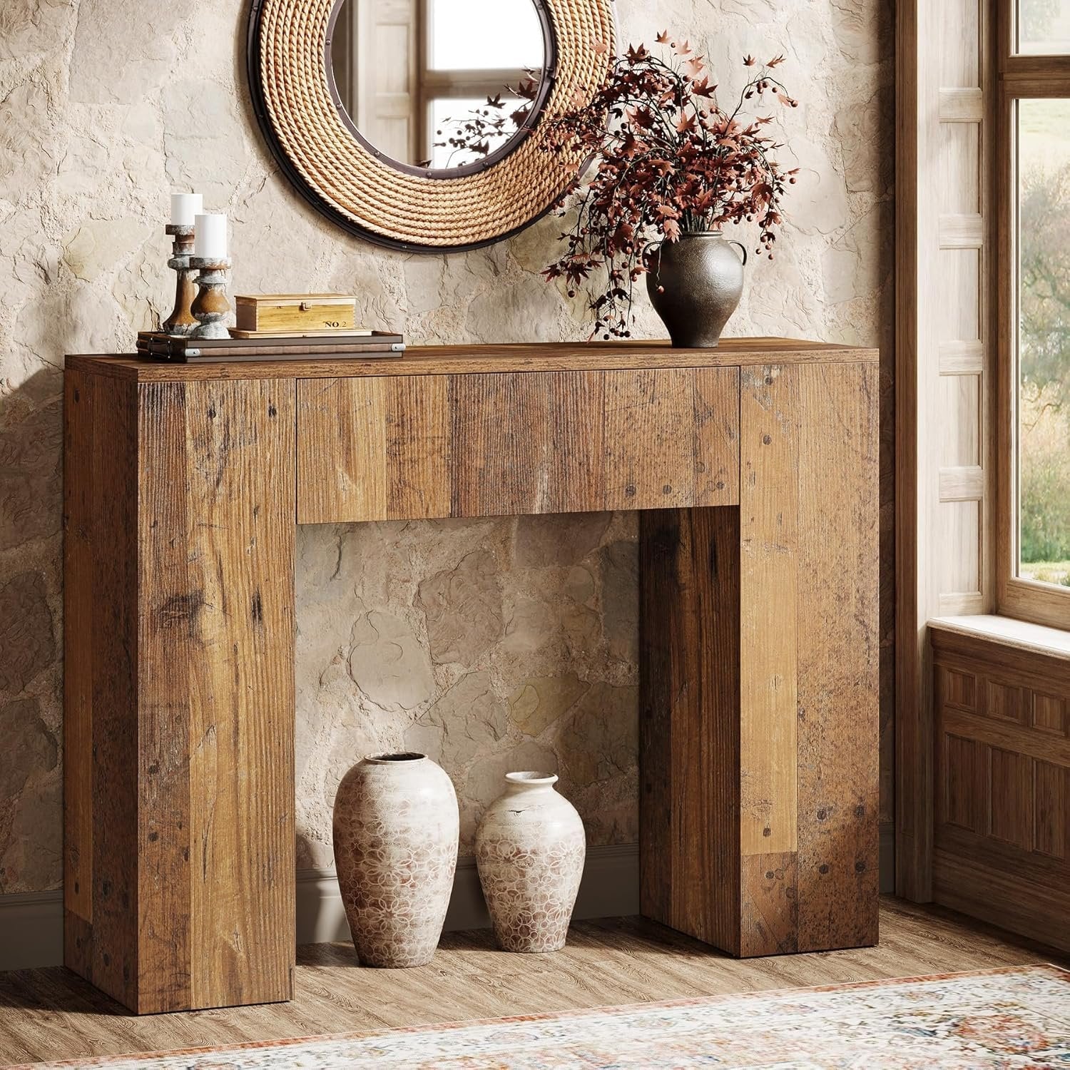 Tribesigns Table console avec tiroirs, Table d'appoint étroite Table de couloir pour petits espaces