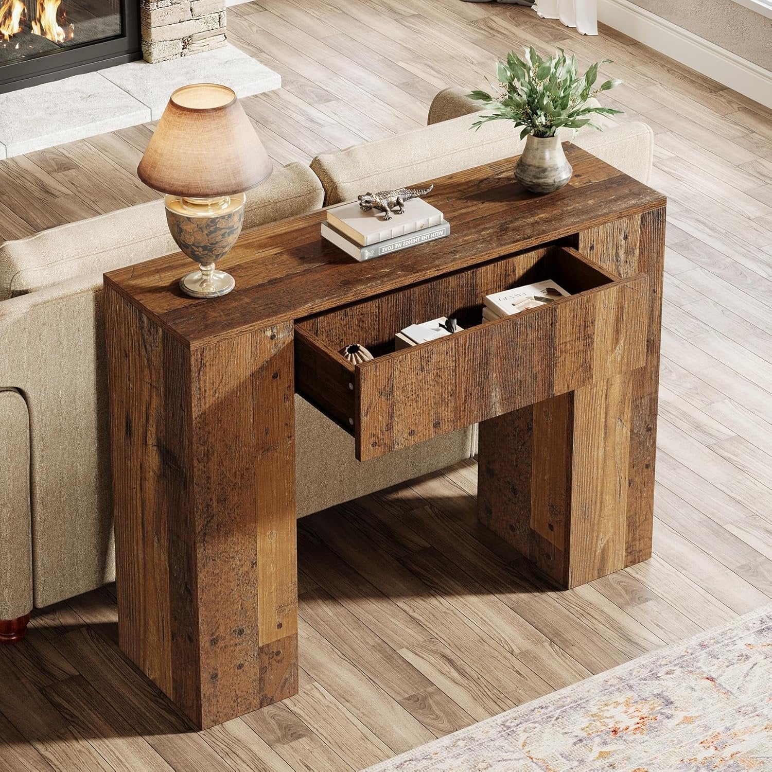 Tribesigns Table console avec tiroirs, Table d'appoint étroite Table de couloir pour petits espaces