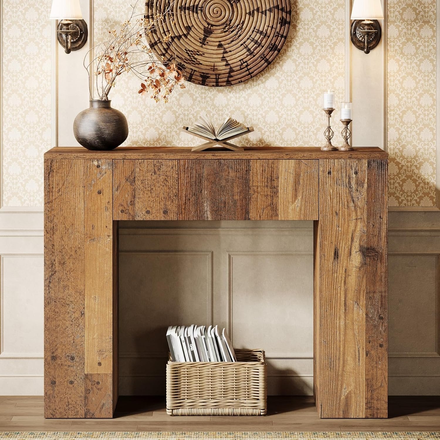 Tribesigns Table console avec tiroirs, Table d'appoint étroite Table de couloir pour petits espaces