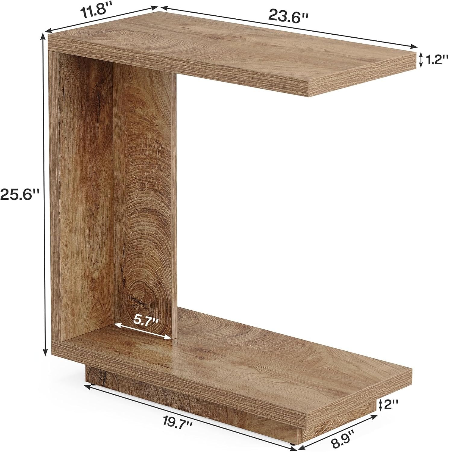 Tribesigns Table d'appoint en forme de C pour canapé, Table d'appoint à 2 niveaux avec base stable