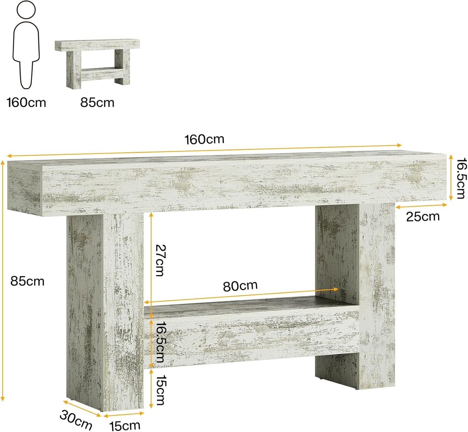 Tribesigns Table console de 160 cm de long, Table d'entrée de ferme avec rangement
