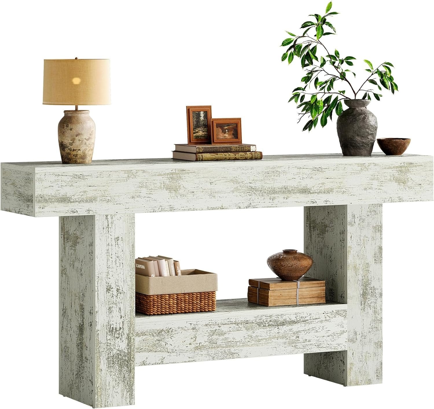 Tribesigns Table console de 160 cm de long, Table d'entrée de ferme avec rangement