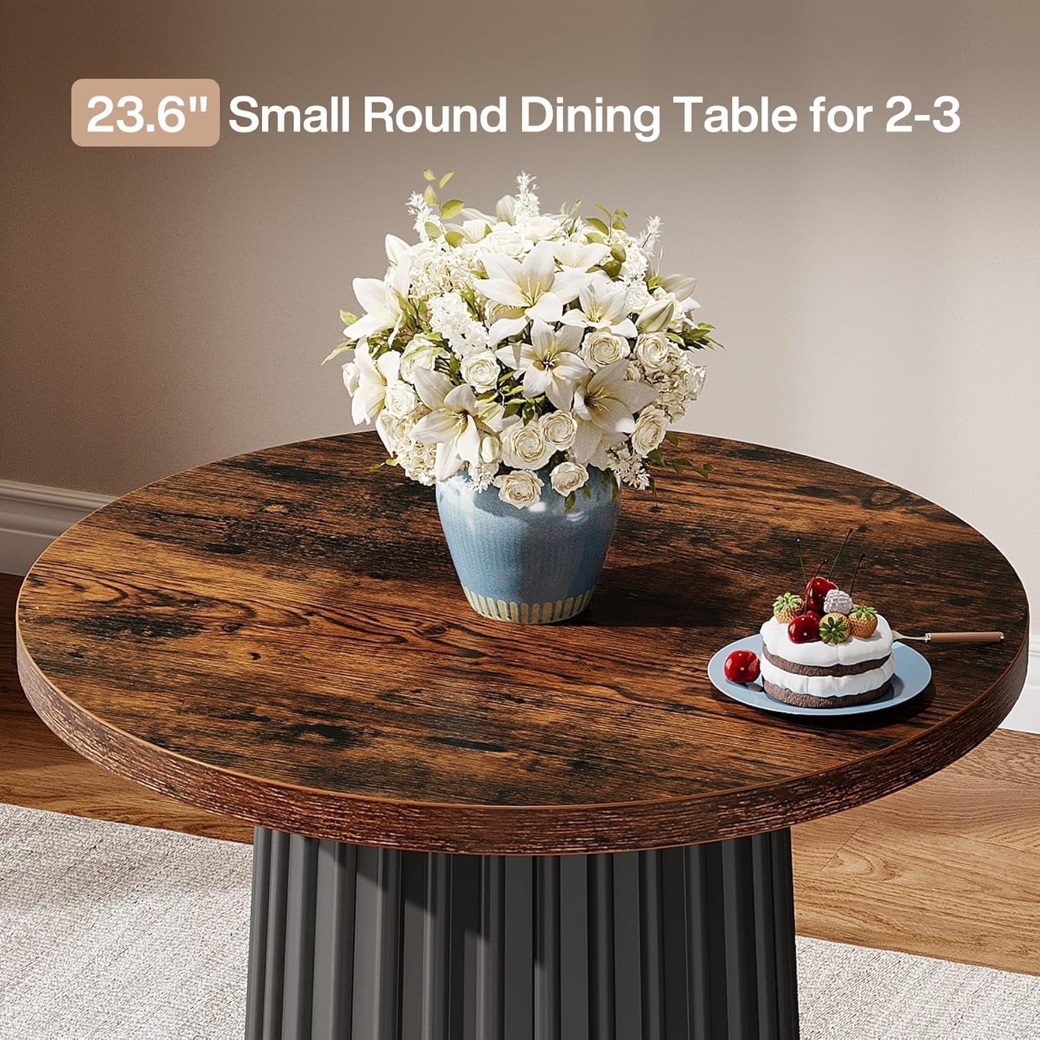 Tribesigns Table de salle à manger ronde moderne de 60 cm avec pied en métal pour petits espaces