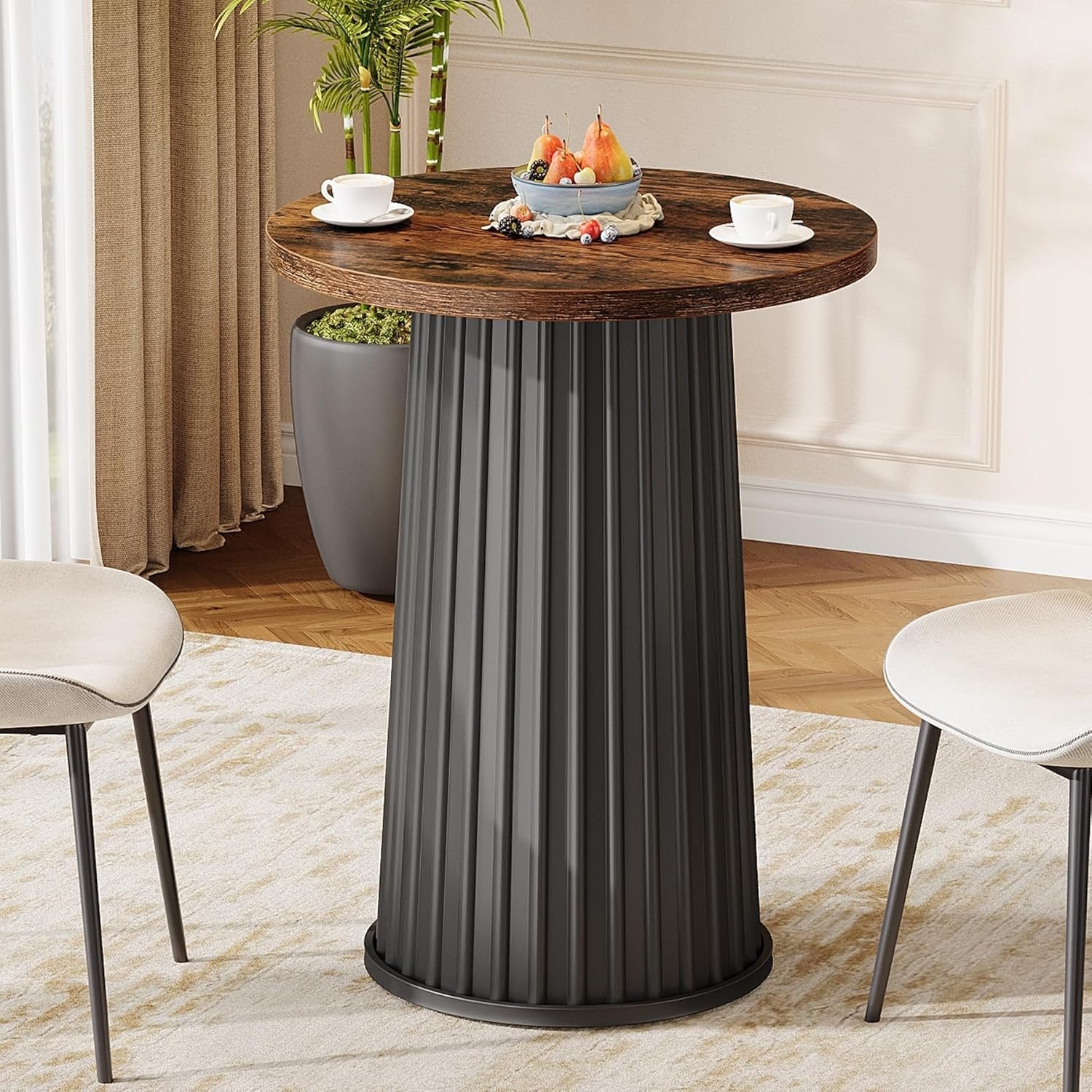 Tribesigns Table de salle à manger ronde moderne de 60 cm avec pied en métal pour petits espaces