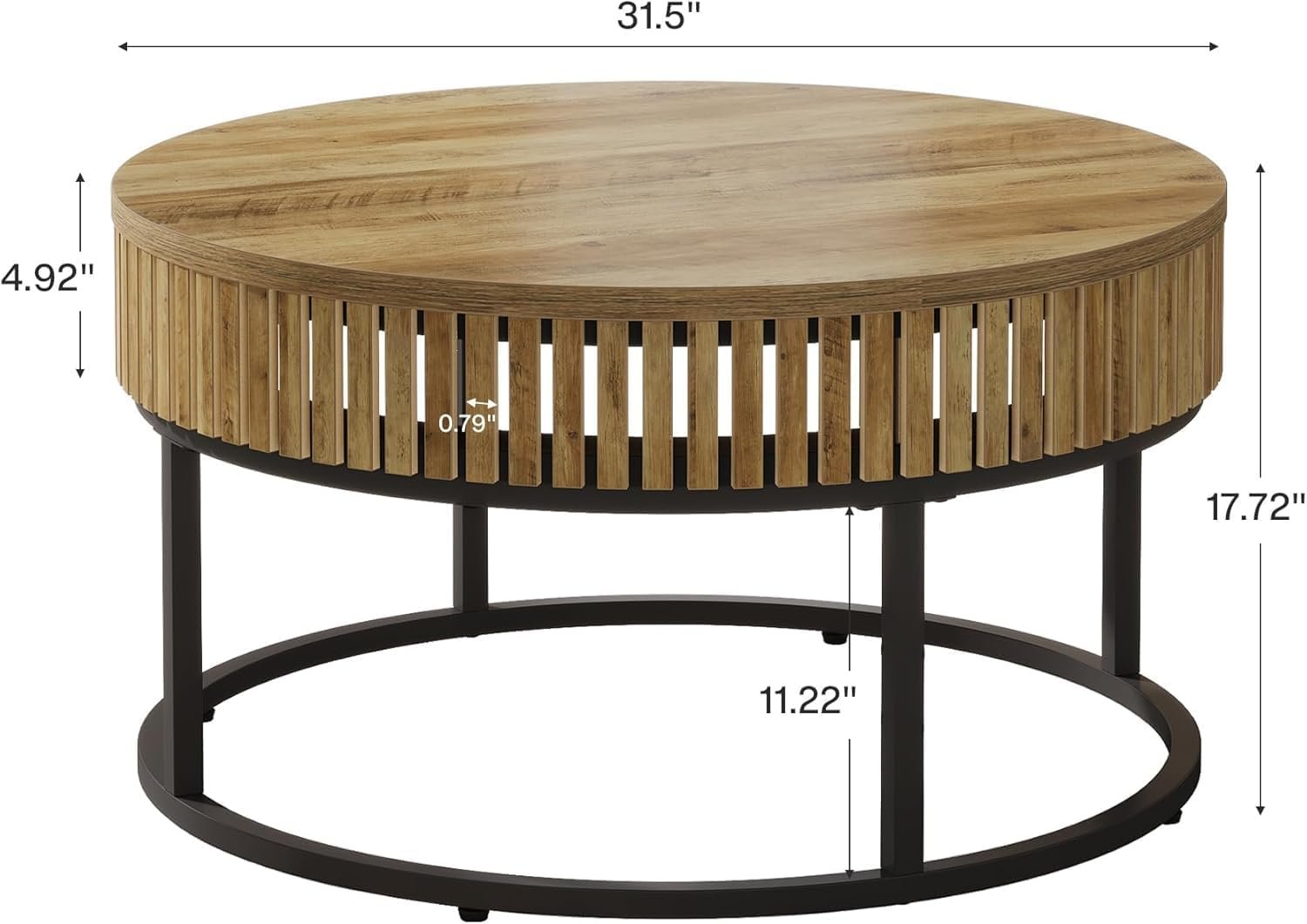 Tribesigns Table Basse Ronde de 80 cm, Table Basse Salon Bois Table D'appoint de Canapé Circulaire