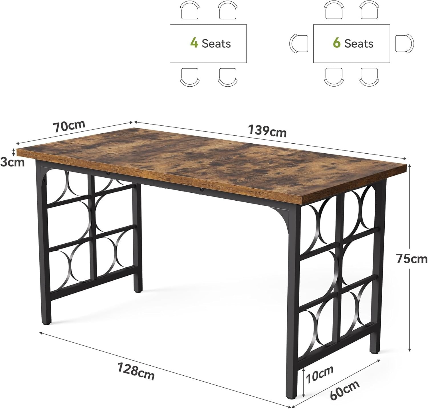 Tribesigns Bureau Ordinateur en Bois 139 cm, Table de Bureau pour Ordinateur Portable avec Pieds en métal Robustes