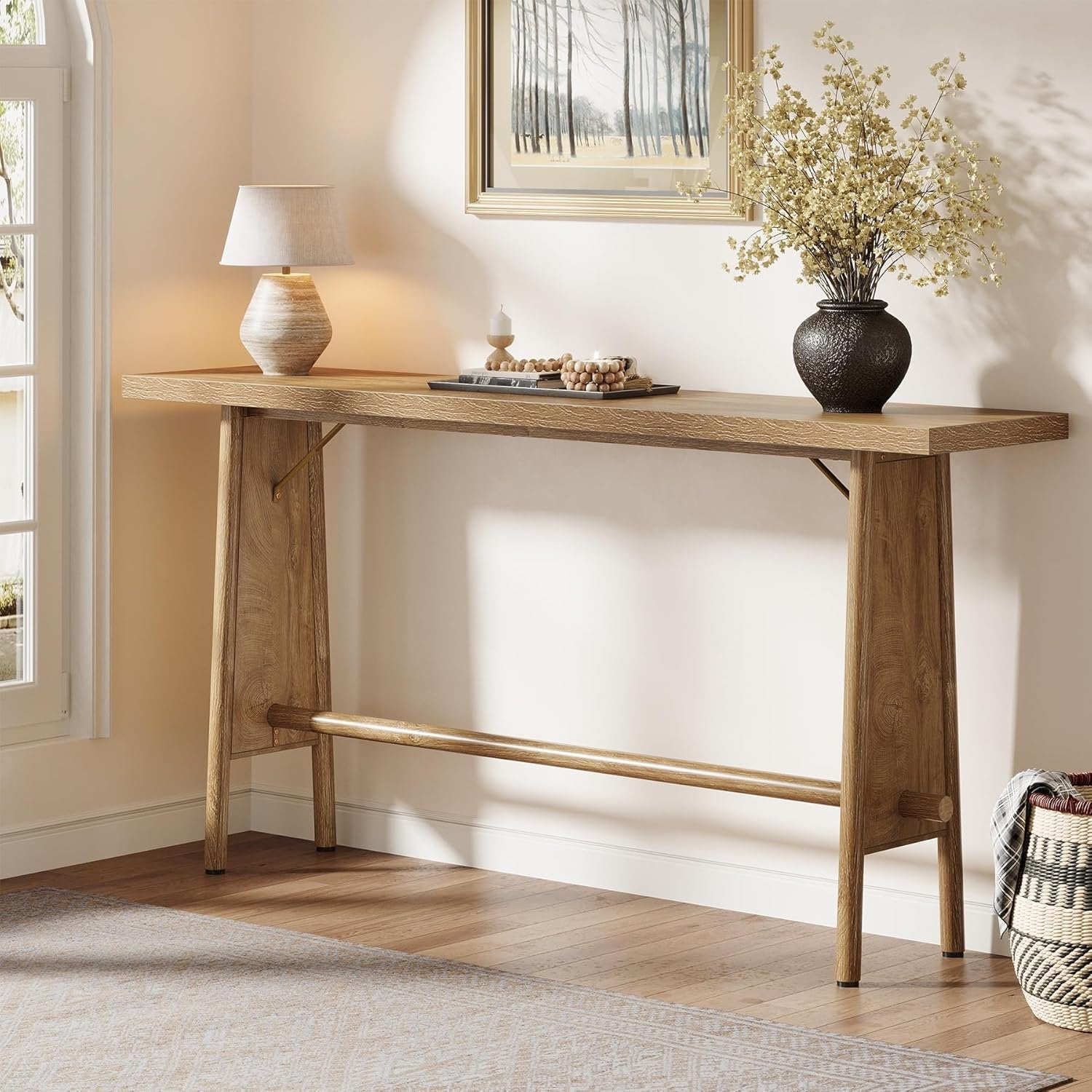 Tribesigns Table d'entrée de 160 cm avec étagère de rangement, Table console pour salon