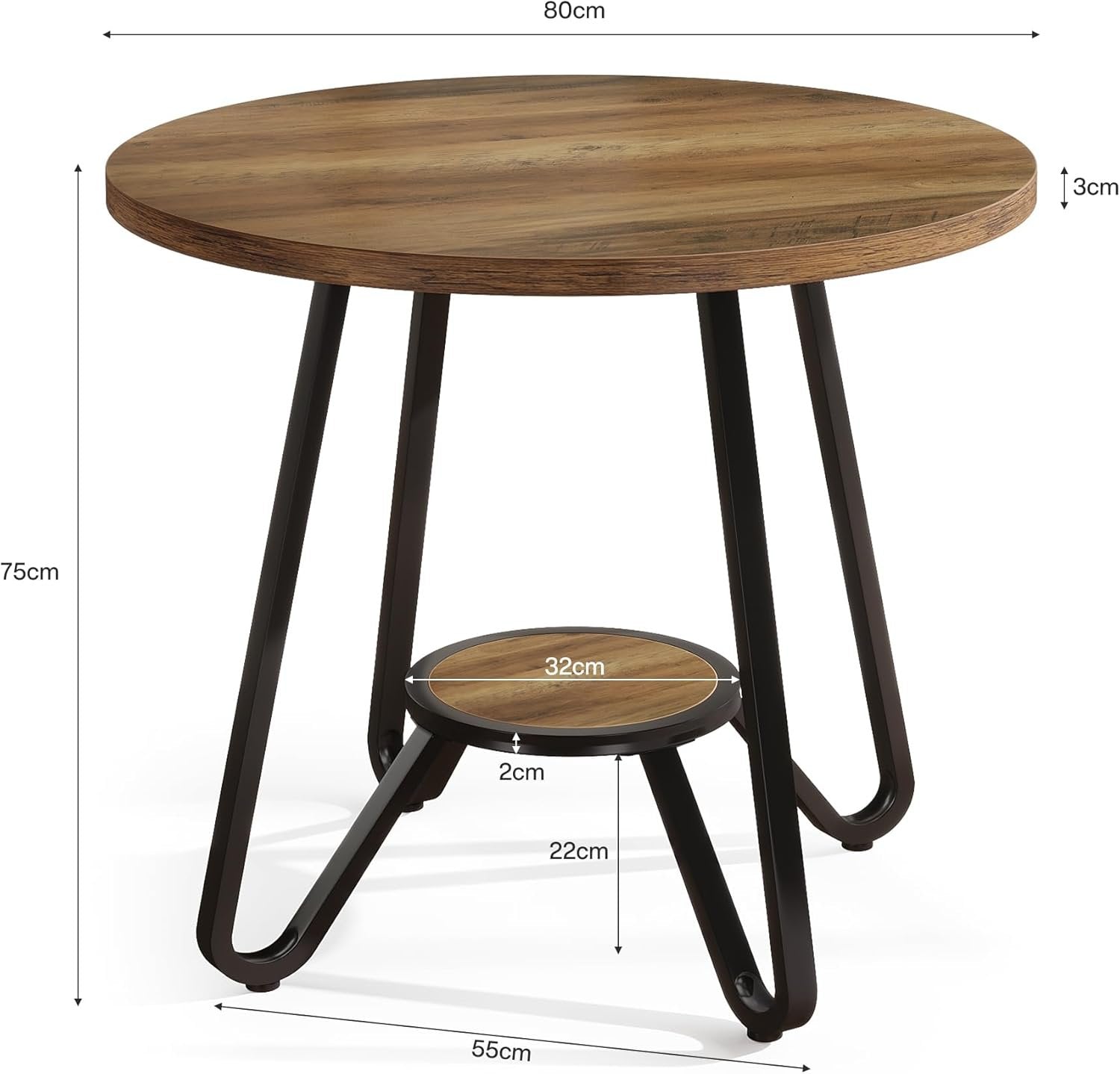 Tribesigns Table de Réunion Ronde 80×80×75 cm, Conférence 2-4 Personnes