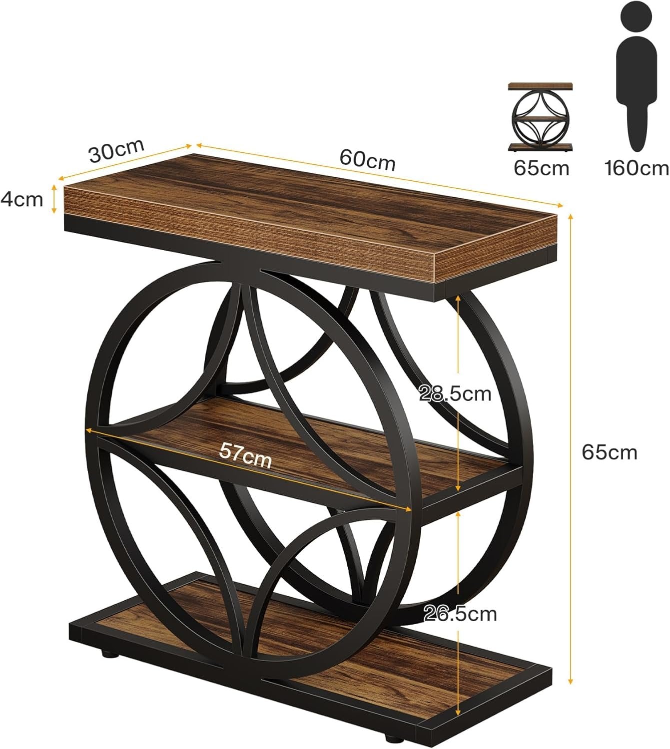 Tribesigns Table d'appoint pour salon, Petite table d'appoint étroite avec rangement à 3 niveaux
