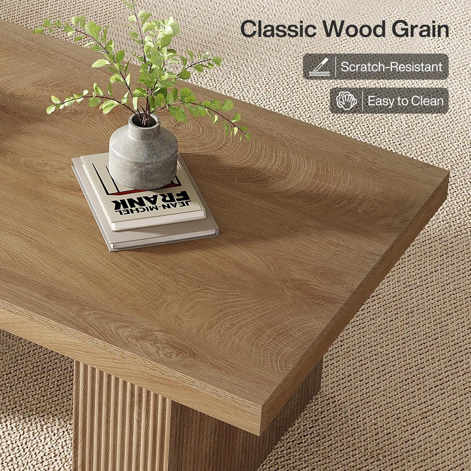 TribesignsTable basse de 120 cm, Table de salon rectangulaire au design rustique de ferme marron
