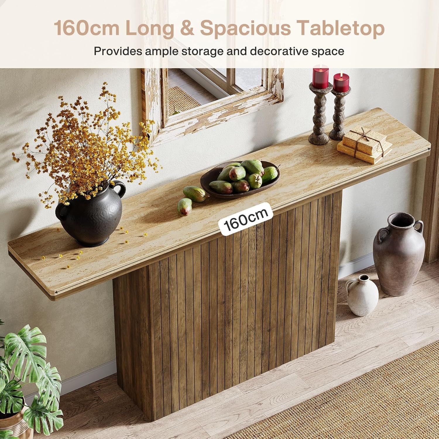Tribesigns Farmhouse Table console flottante pour entrée, Table en bois derrière le canapé