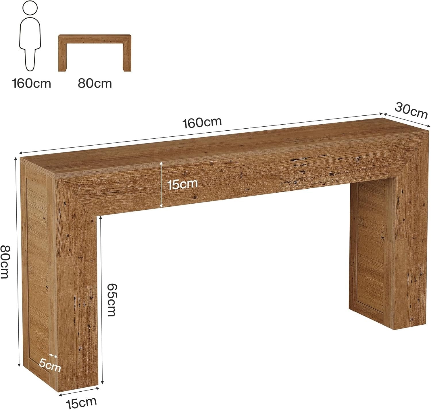 Tribesigns Table console étroite 160 cm, Table de couloir en bois derrière le canapé