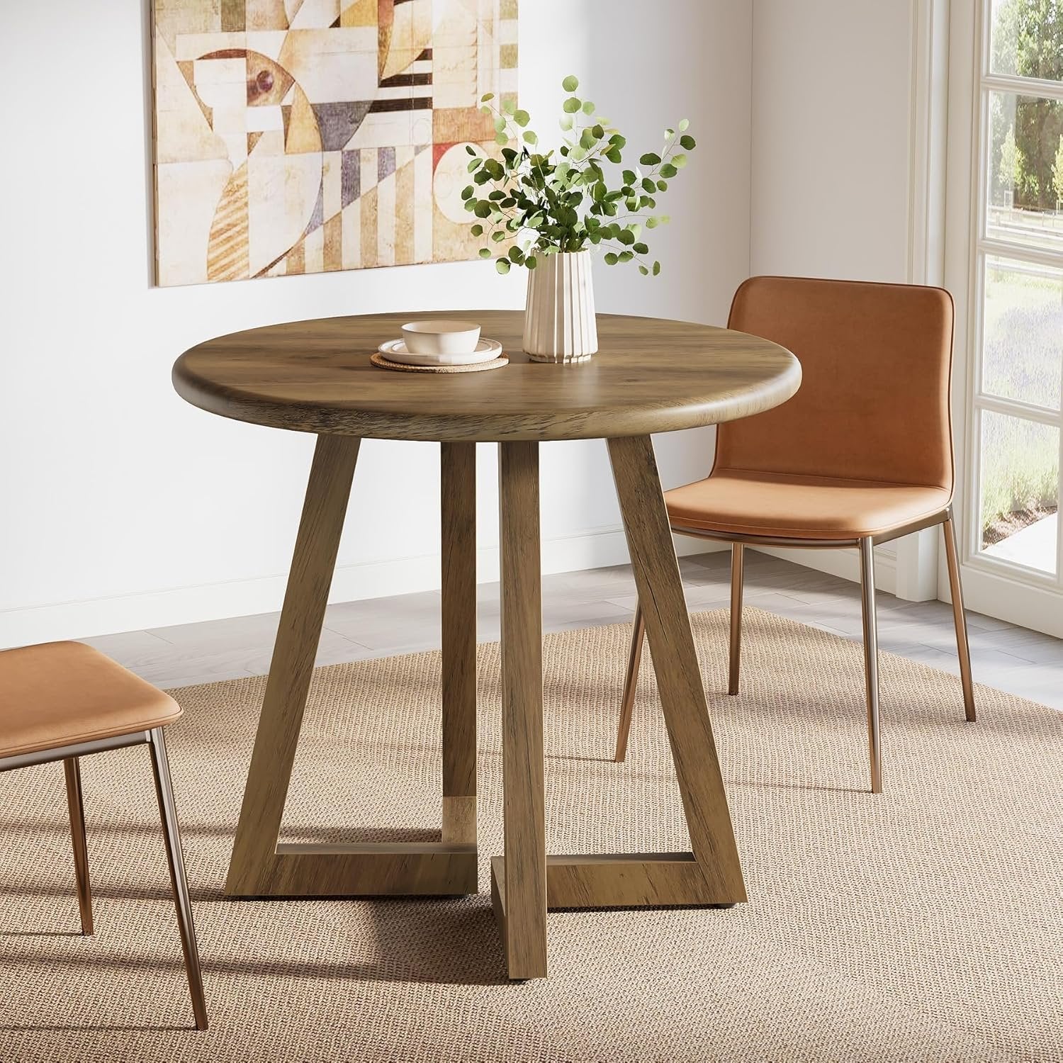 Tribesigns Table de salle à manger ronde pour 2 à 4 personnes idéale pour la cuisine et la salle à manger