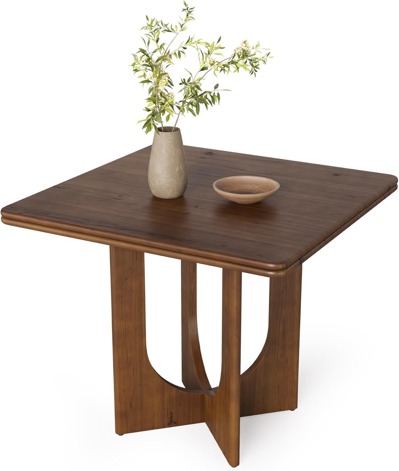 Tribesigns Table de salle à manger, Table de cuisine industrielle en bois massif carrée 80 cm