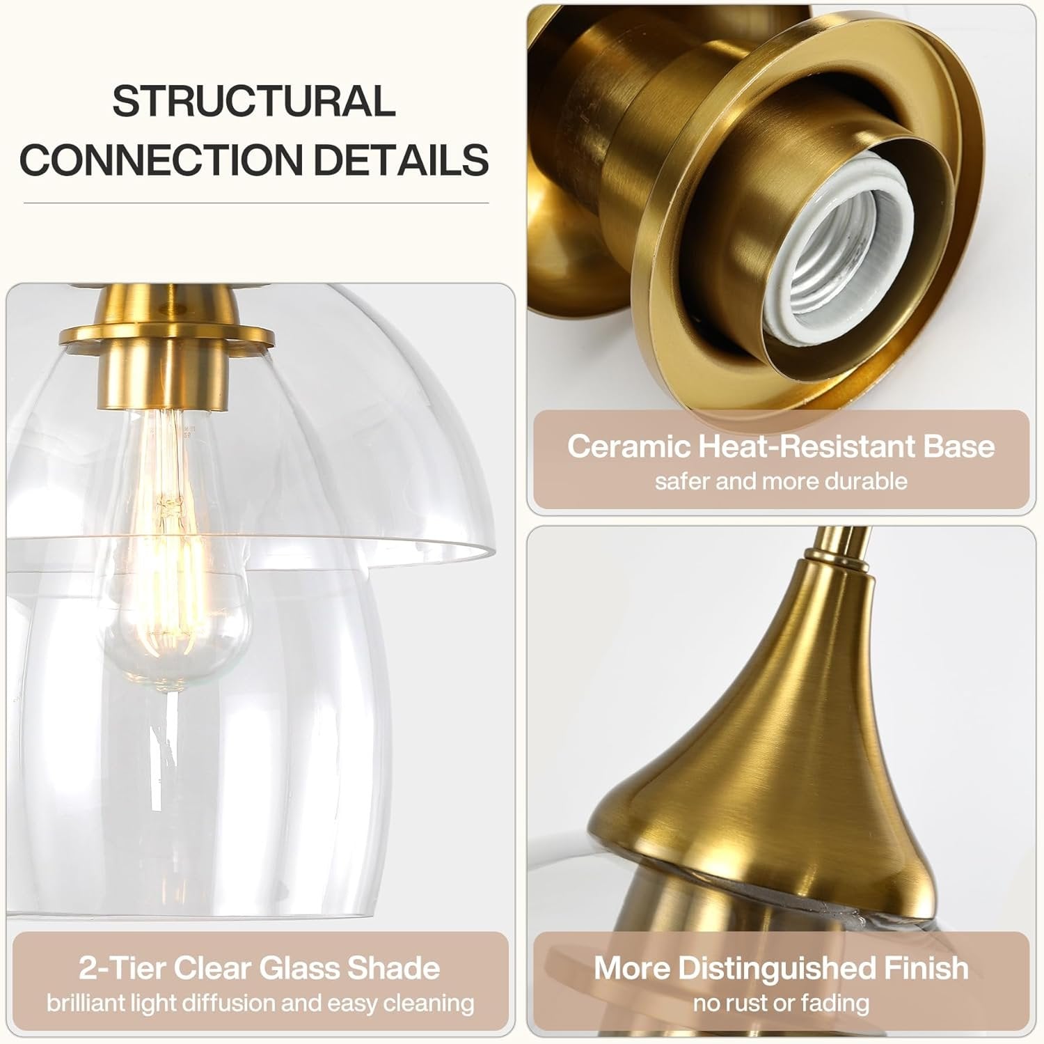 Tribesigns Suspension LED en verre, Lampe suspendue moderne pour table à manger avec double abat-jour en verre