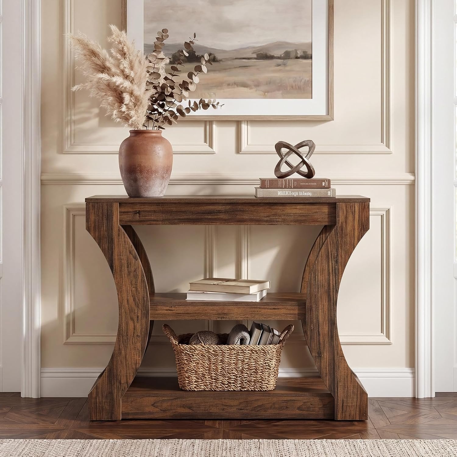 Tribesigns Console de 105 cm avec rangement, idéale pour l'entrée, Table basse étroite à placer derrière le canapé