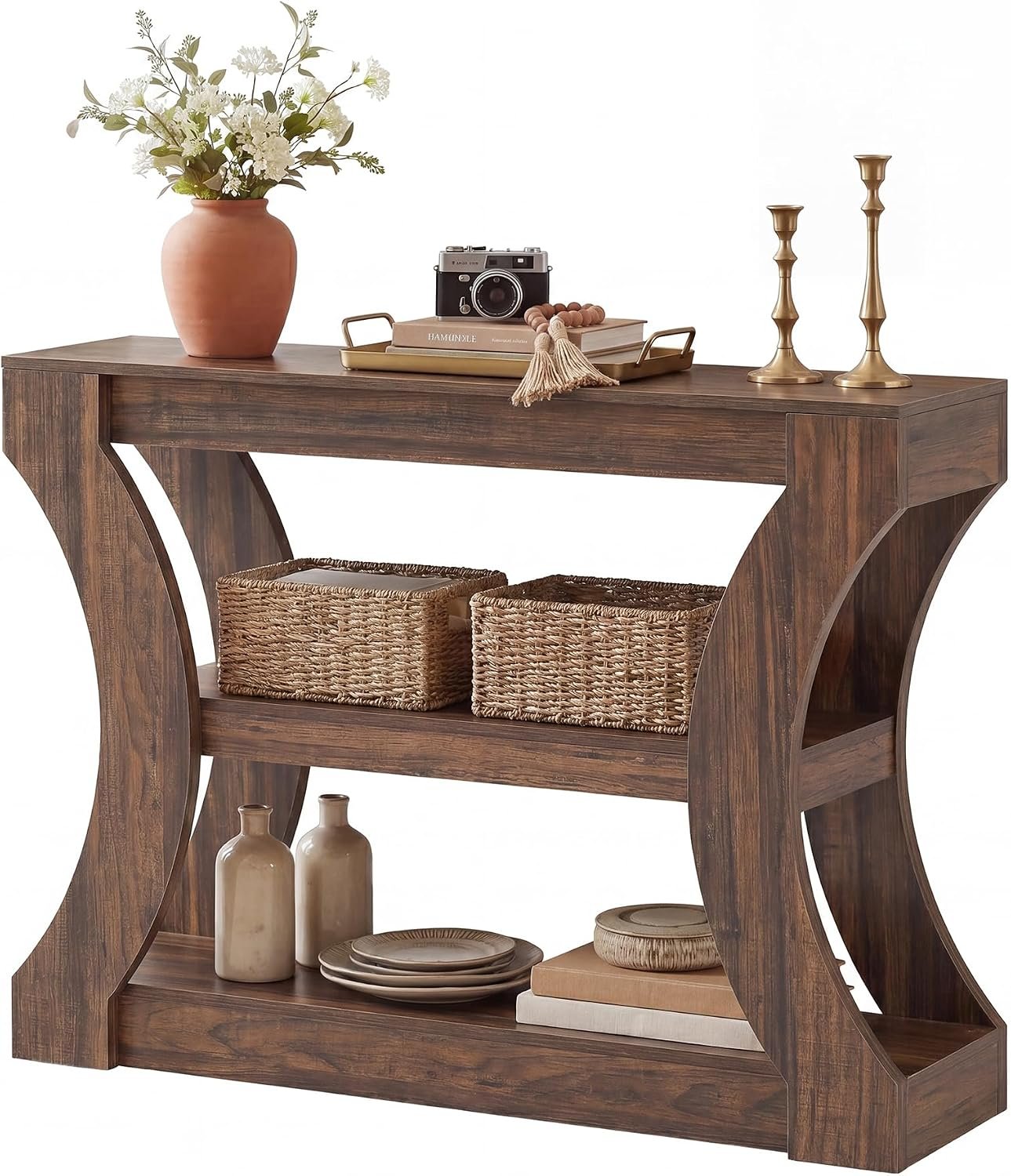 Tribesigns Console de 105 cm avec rangement, idéale pour l'entrée, Table basse étroite à placer derrière le canapé
