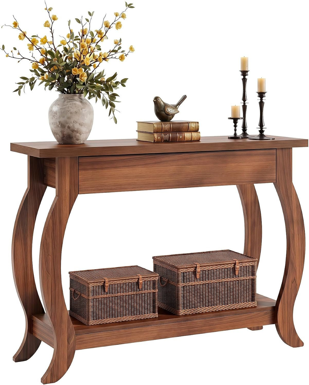 Tribesigns Table console 105 cm avec tiroir, Table d'entrée étroite de style champêtre