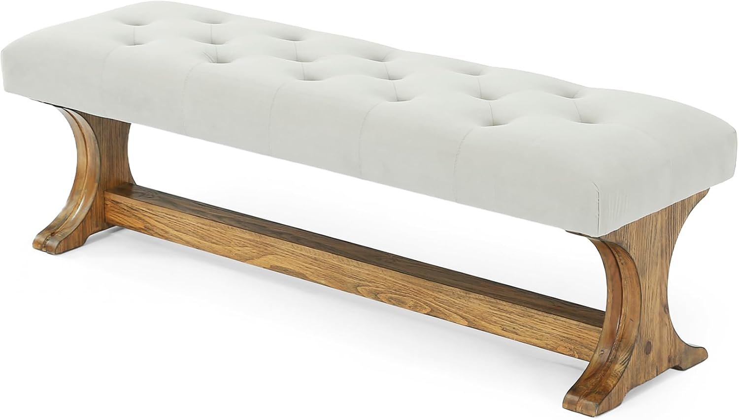 Banc capitonné 140 cm en bois massif style champêtre idéal pour une entrée, un salon ou un couloir