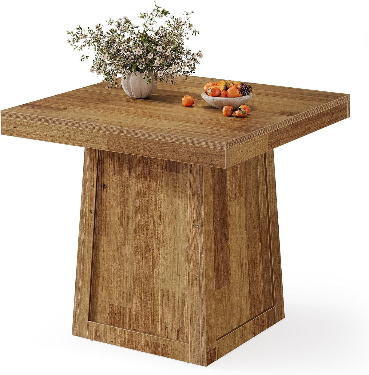 Tribesigns Table à manger carrée 80 × 80 cm, Table de cuisine style maison de campagne avec piètement trapézoïdal
