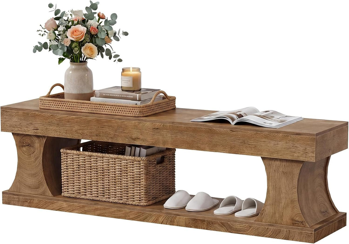 Tribesigns Banc à chaussures 160 cm avec rangement, Banc d'entrée en MDF avec assise