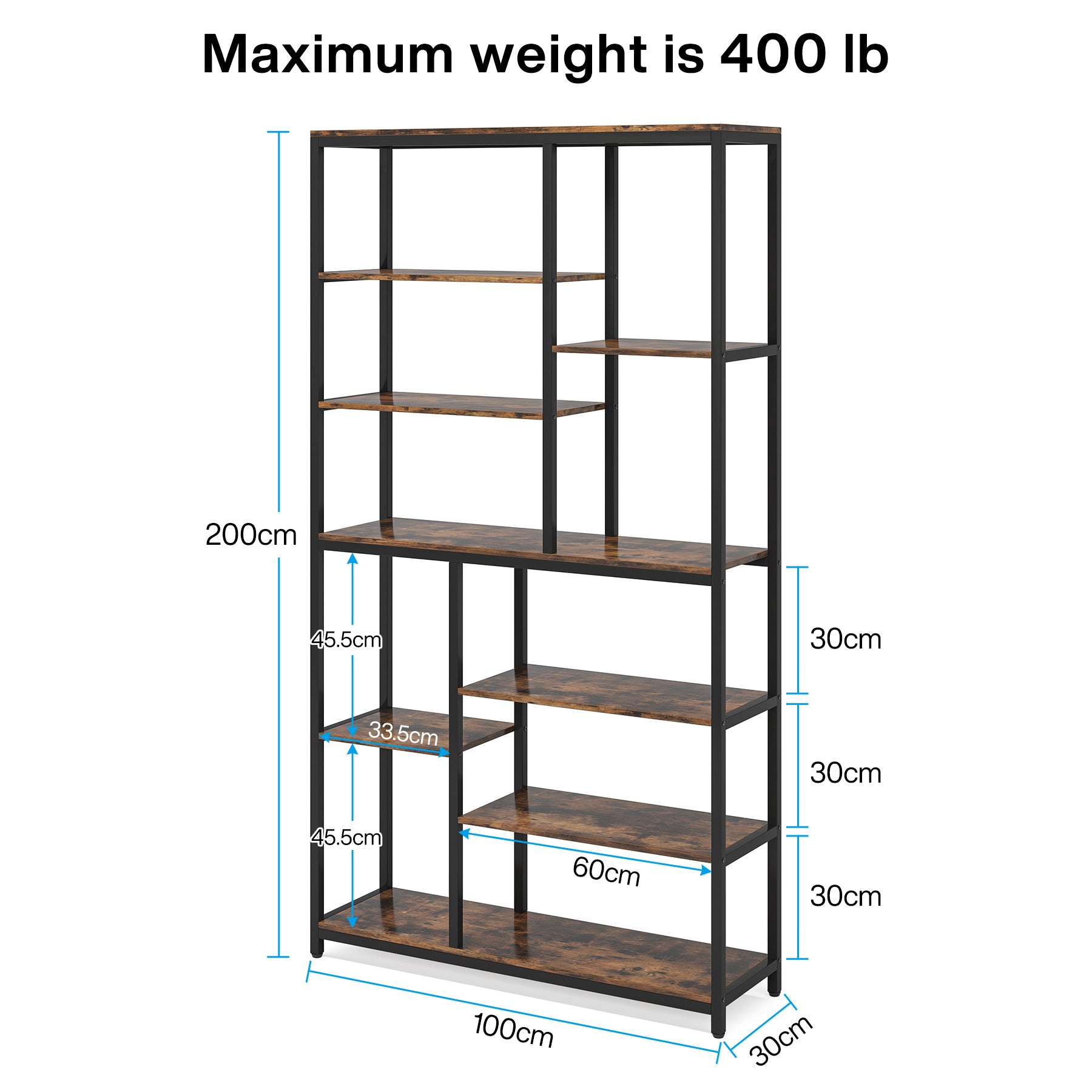 Tribesigns Bibliothèque murale, Étagère de rangement à 9 niveaux