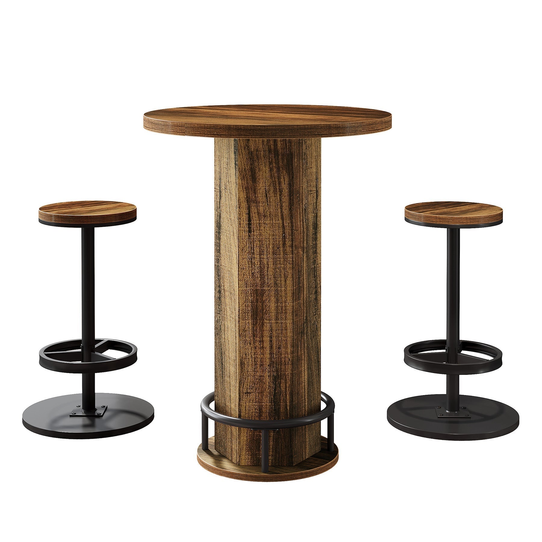 Bistro Sets with 2 Barstools, Pub Cocktail Table Bar Table with Chairs Tribesigns