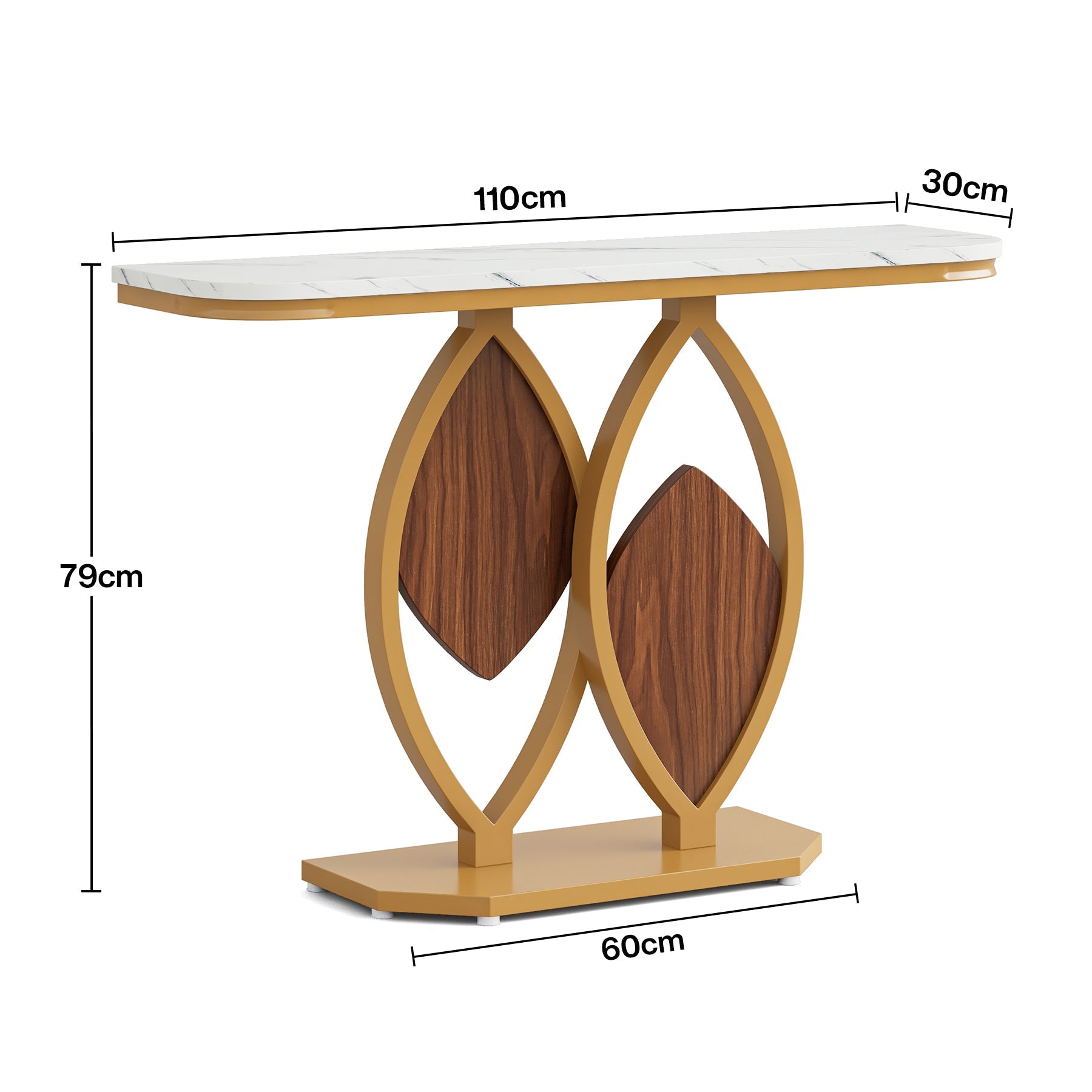 Tribesigns Table console, Table d'entrée avec plateau en marbre blanc