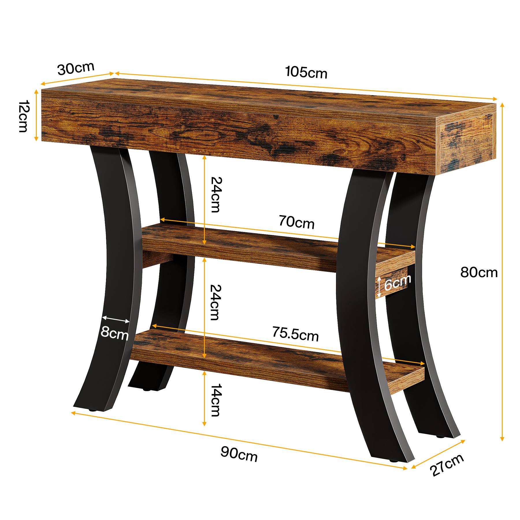 Tribesigns Console de 105 cm, Table d'entrée de canapé avec compartiments de rangement