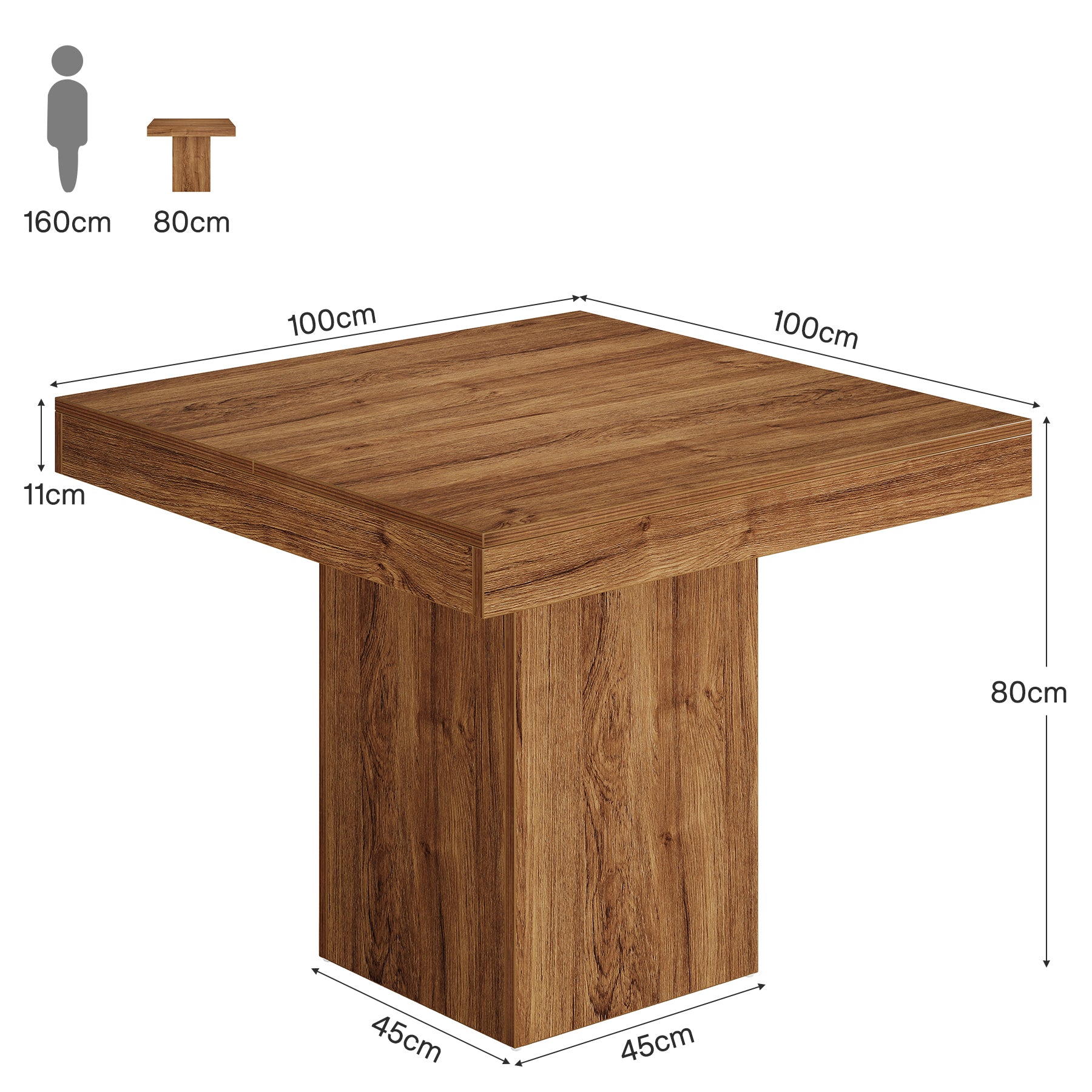 Tribesigns Table à Manger 100 cm, Table de Cuisine Carrée pour 4 Personnes pour Salle à Manger