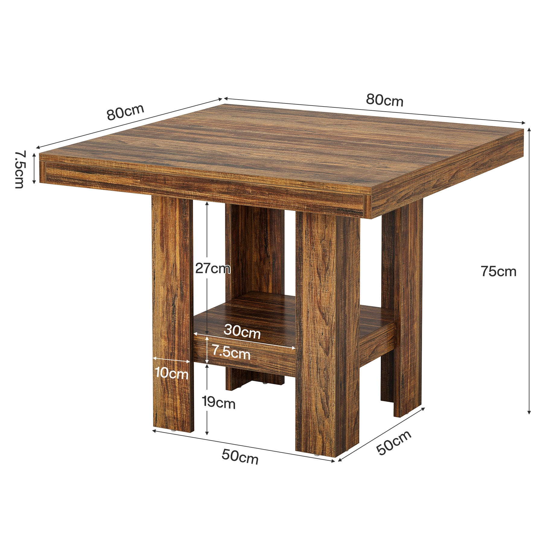 Tribesigns Table à Manger pour 2 Personnes, 80 x 80 x75 cm, Carré Table de Salle à Manger