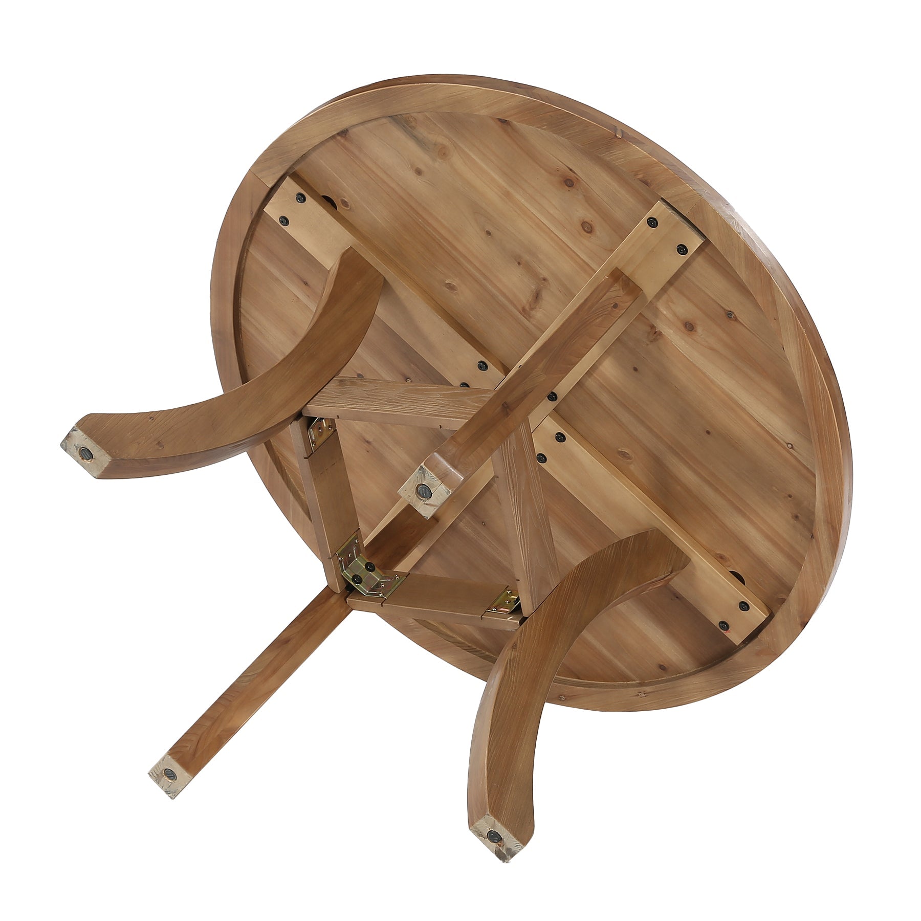 Tribesigns Table à manger ronde en bois massif de 120 cm, Style ferme avec pieds incurvés