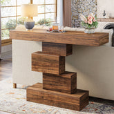 Tribesigns Console de 108 cm, Table de canapé en bois Table d'appoint avec base géométrique 3